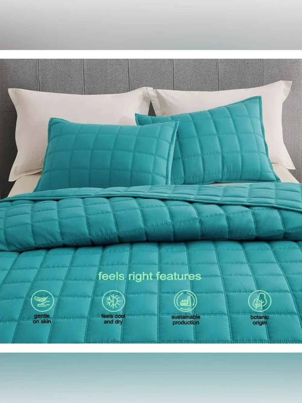 Teal Quilted king 3 piece quilt Set